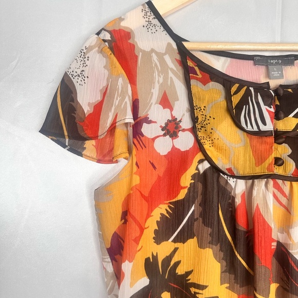 Apt. 9 Orange Red Ruffled Blouse size Large - Picture 3 of 13